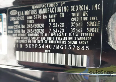 2021 Kia Telluride Sx from USA, damaged, VIN 5XYP54HC7MG157885